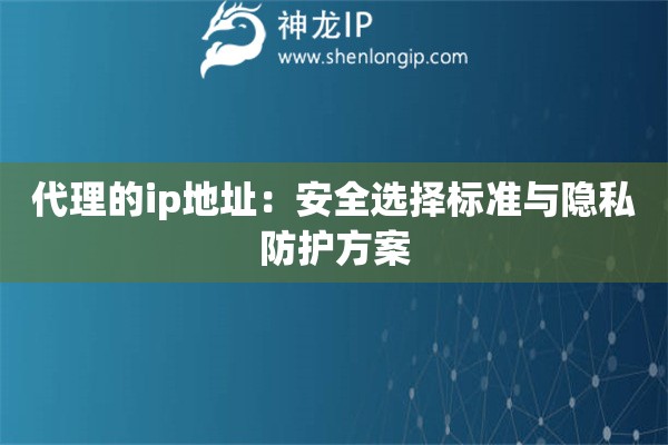 代理的ip地址：安全選擇標準與隱私防護方案