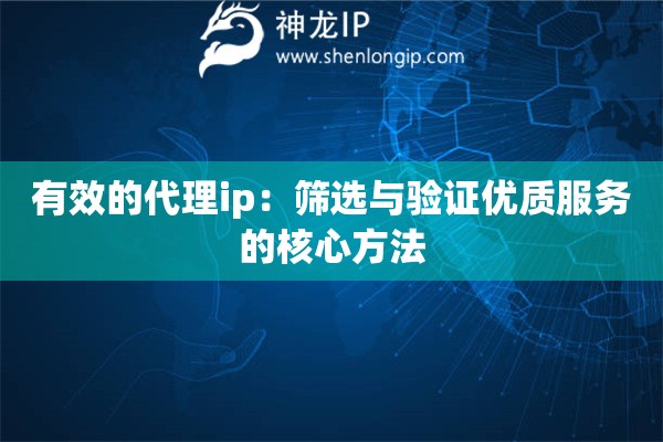 有效的代理ip：篩選與驗證優質服務的核心方法