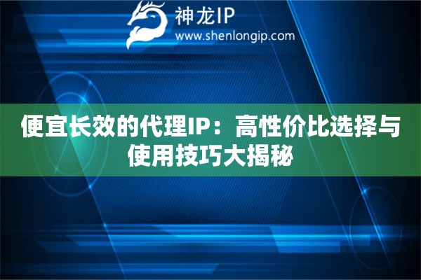 便宜長(zhǎng)效的代理IP：高性?xún)r(jià)比選擇與使用技巧大揭秘