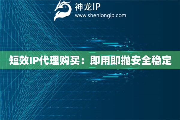 短效IP代理購買：即用即拋安全穩定