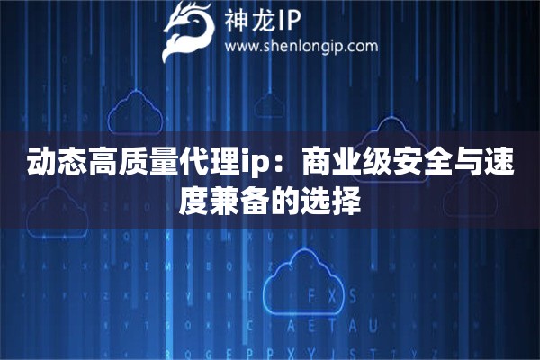 動態(tài)高質(zhì)量代理ip：商業(yè)級安全與速度兼?zhèn)涞倪x擇