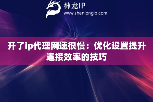 開了ip代理網(wǎng)速很慢：優(yōu)化設(shè)置提升連接效率的技巧