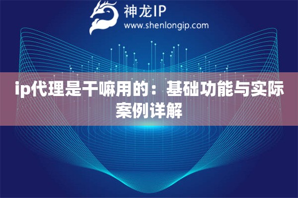 ip代理是干嘛用的：基礎功能與實際案例詳解