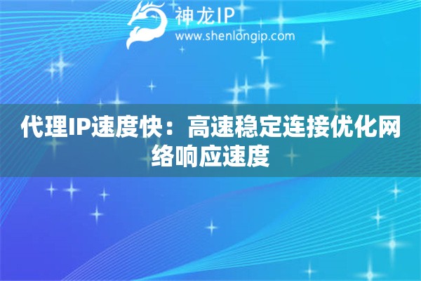 代理IP速度快：高速穩定連接優化網絡響應速度