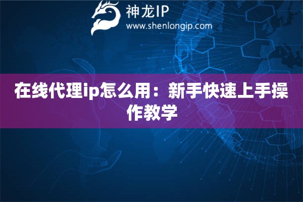 在線代理ip怎么用：新手快速上手操作教學