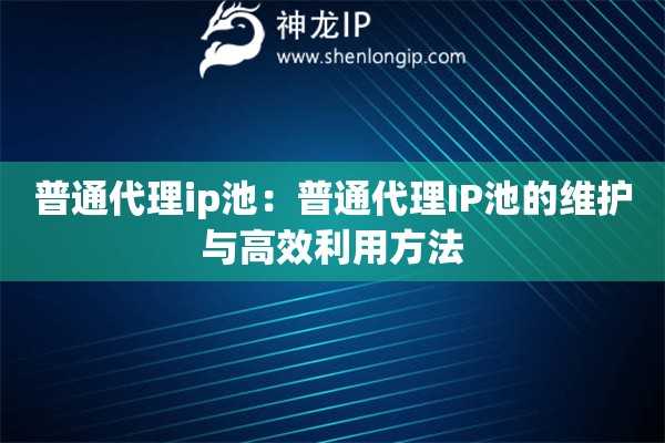 普通代理ip池：普通代理IP池的維護與高效利用方法