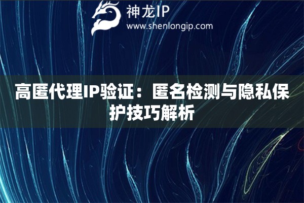 高匿代理IP驗證：匿名檢測與隱私保護技巧解析