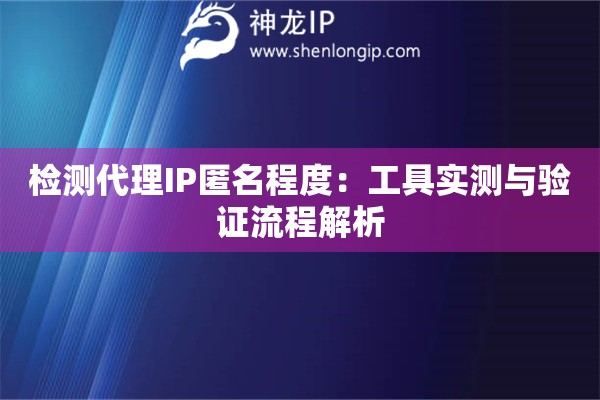 檢測代理IP匿名程度：工具實測與驗證流程解析
