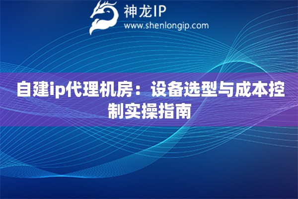 自建ip代理機房：設備選型與成本控制實操指南