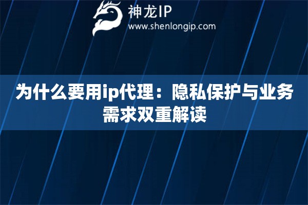為什么要用ip代理：隱私保護與業務需求雙重解讀
