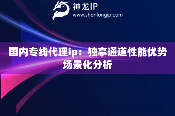 國內專線代理ip：獨享通道性能優勢場景化分析
