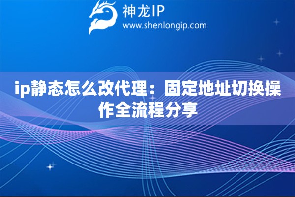 ip靜態怎么改代理：固定地址切換操作全流程分享