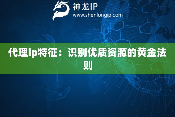 代理ip特征：識別優質資源的黃金法則