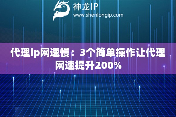 代理ip網(wǎng)速慢：3個簡單操作讓代理網(wǎng)速提升200%