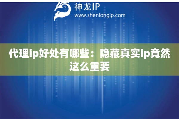 代理ip好處有哪些：隱藏真實ip竟然這么重要