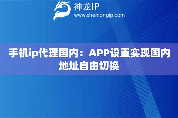 手機ip代理國內：APP設置實現國內地址自由切換