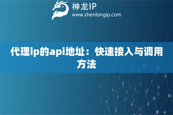 代理ip的api地址：快速接入與調用方法