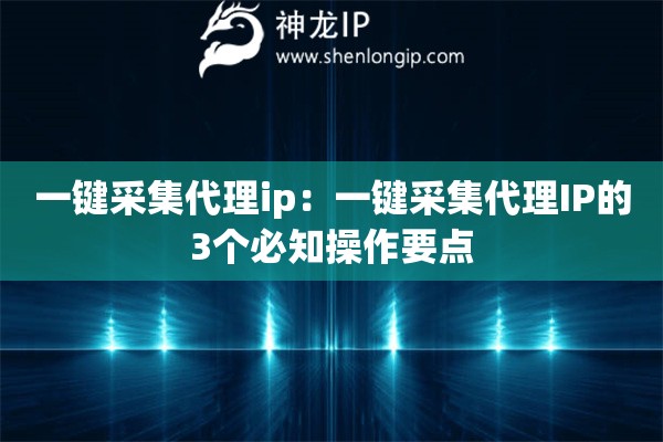 一鍵采集代理ip：一鍵采集代理IP的3個必知操作要點