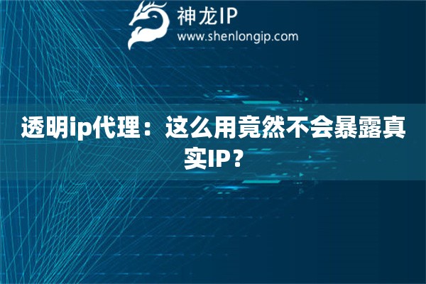 透明ip代理：這么用竟然不會暴露真實IP？