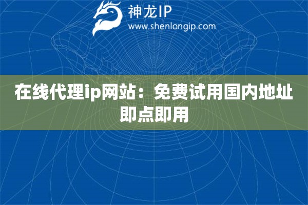 在線代理ip網站：免費試用國內地址即點即用