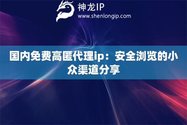 國內免費高匿代理ip：安全瀏覽的小眾渠道分享