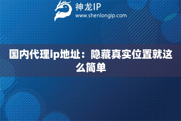 國(guó)內(nèi)代理ip地址：隱藏真實(shí)位置就這么簡(jiǎn)單