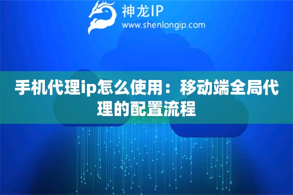 手機代理ip怎么使用：移動端全局代理的配置流程
