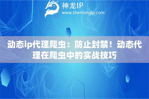 動態ip代理爬蟲：防止封禁！動態代理在爬蟲中的實戰技巧