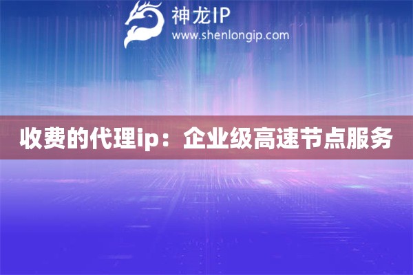 收費的代理ip：企業級高速節點服務