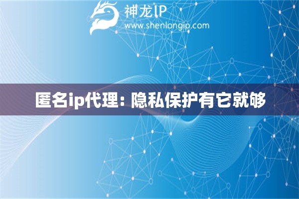 匿名ip代理: 隱私保護(hù)有它就夠