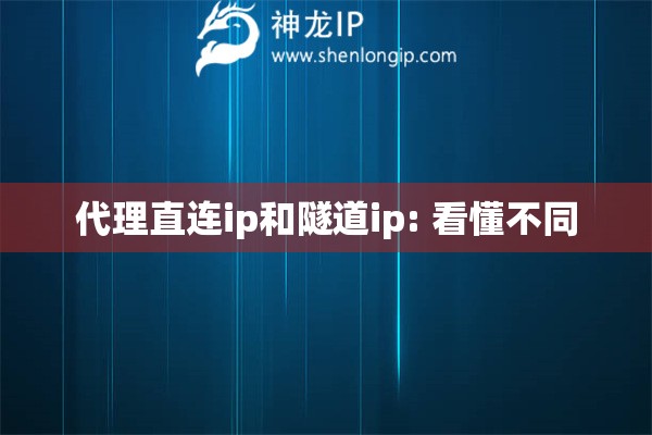 代理直連ip和隧道ip: 看懂不同