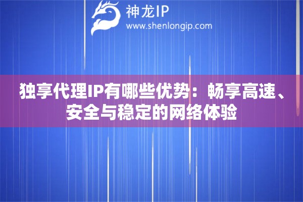 獨享代理IP有哪些優勢：暢享高速、安全與穩定的網絡體驗
