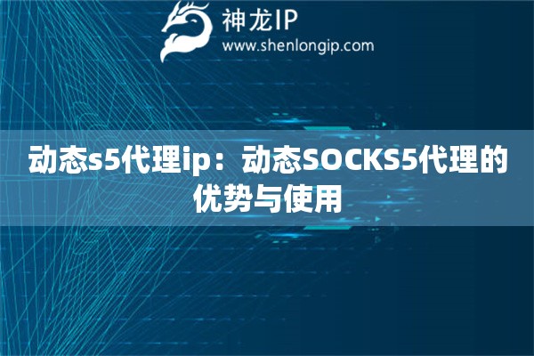 動態s5代理ip：動態SOCKS5代理的優勢與使用