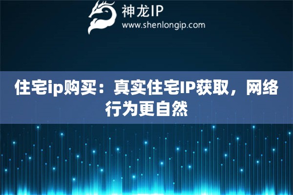 住宅ip購買：真實(shí)住宅IP獲取，網(wǎng)絡(luò)行為更自然