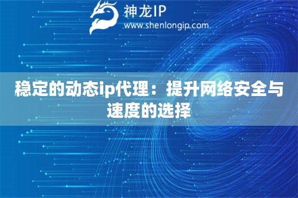 穩定的動態ip代理：提升網絡安全與速度的選擇