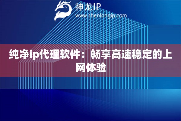純凈ip代理軟件：暢享高速穩定的上網體驗