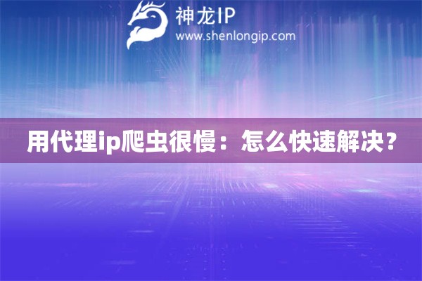 用代理ip爬蟲很慢：怎么快速解決？