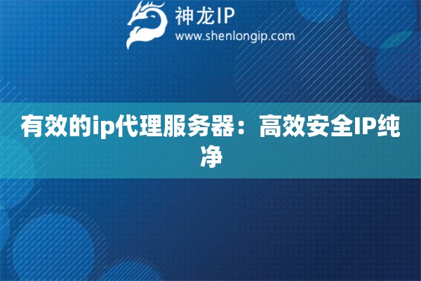 有效的ip代理服務器：高效安全IP純凈