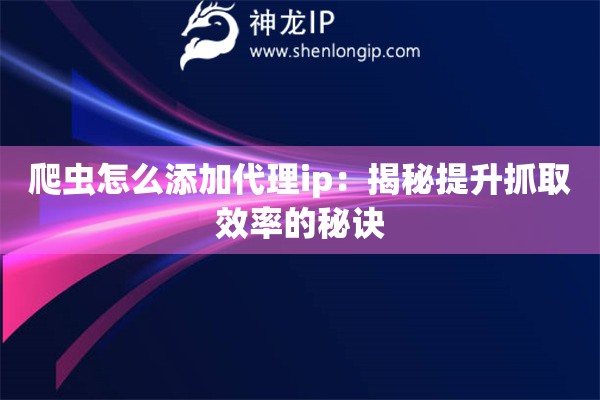 爬蟲怎么添加代理ip：揭秘提升抓取效率的秘訣