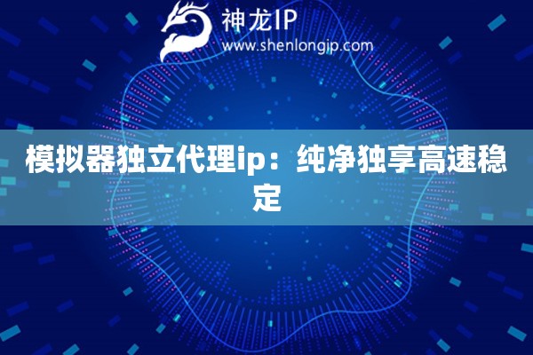 模擬器獨立代理ip：純凈獨享高速穩定