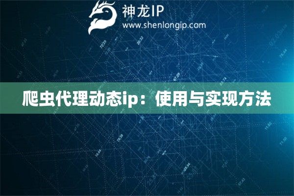 爬蟲代理動態ip：使用與實現方法