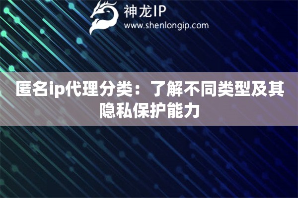 匿名ip代理分類：了解不同類型及其隱私保護能力