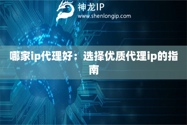 哪家ip代理好：選擇優質代理ip的指南