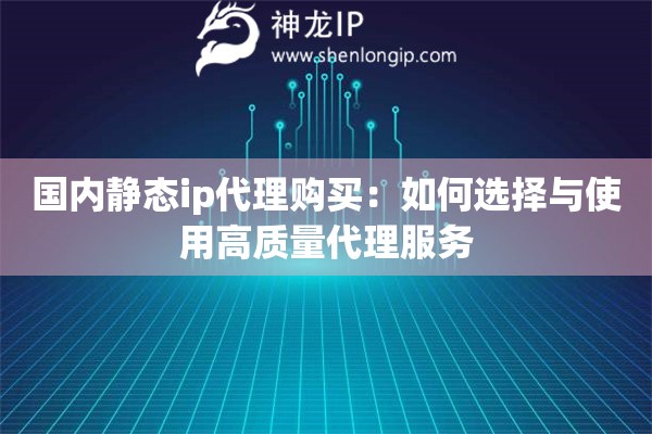 國內靜態ip代理購買：如何選擇與使用高質量代理服務