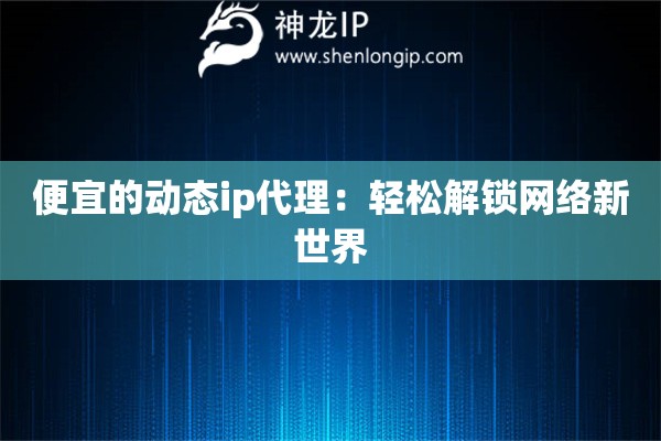 便宜的動態ip代理：輕松解鎖網絡新世界