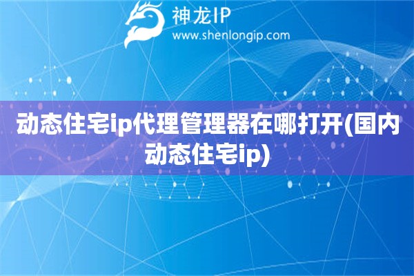 動(dòng)態(tài)住宅ip代理管理器在哪打開(kāi)(國(guó)內(nèi)動(dòng)態(tài)住宅ip)