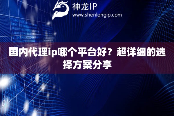 國內代理ip哪個平臺好？超詳細的選擇方案分享