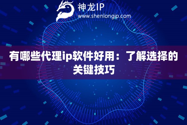 有哪些代理ip軟件好用：了解選擇的關(guān)鍵技巧