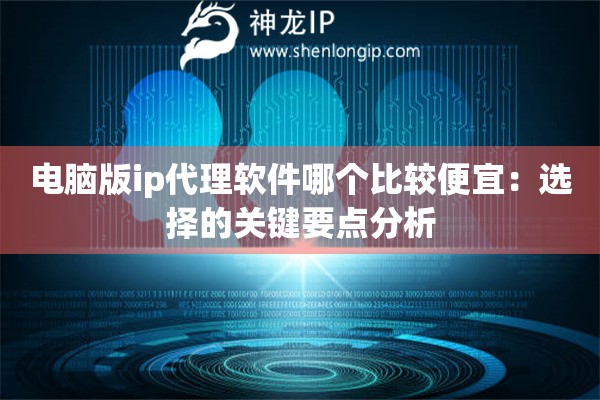電腦版ip代理軟件哪個比較便宜：選擇的關鍵要點分析