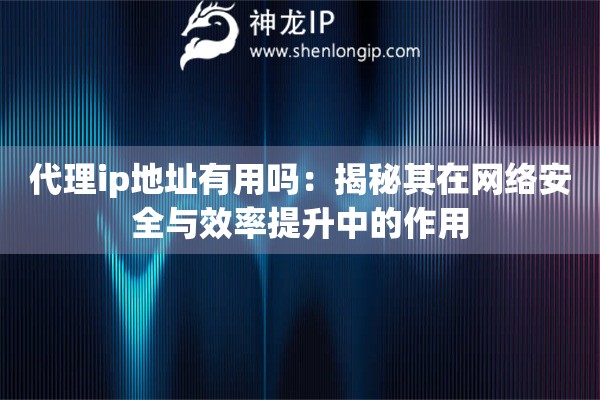 代理ip地址有用嗎：揭秘其在網(wǎng)絡安全與效率提升中的作用